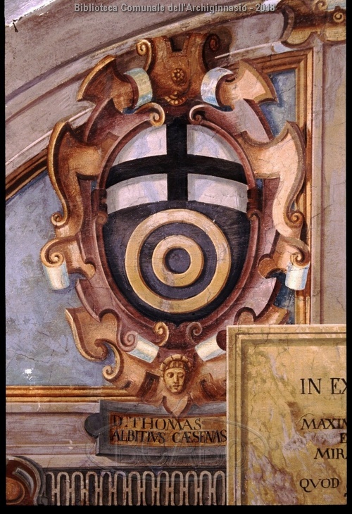Bologna, Palazzo dell'Archiginnasio, piano superiore, ambulacro degli artisti, arcata IV ovest, parete, 3